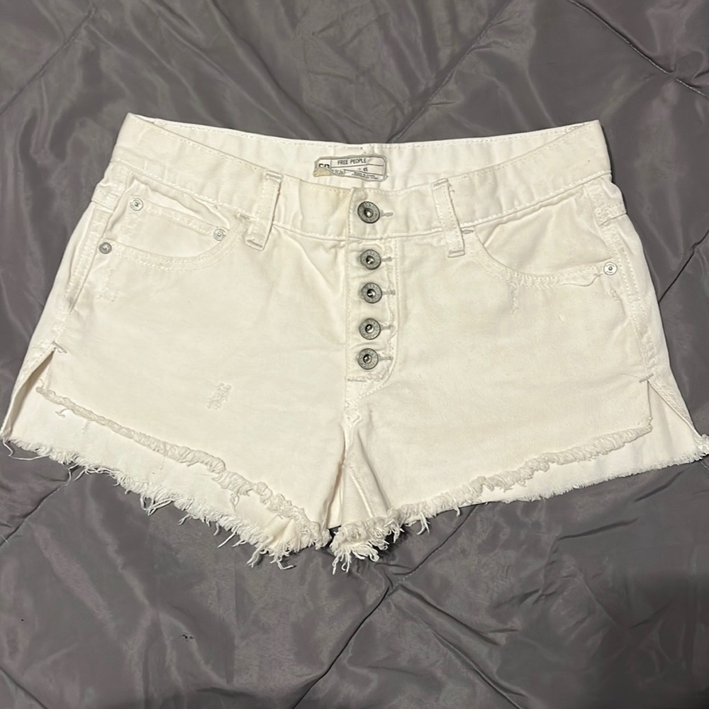 Free people white cut off shorts